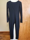 Women s Size L Black Long Sleeve  Long  Pant Stretchy Fitted Polyester Jumpsuit