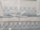 Antique 1920s Mollye Lilienfeld Designer Sheet Set Aqua Fine Percale Nos Luxury