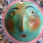 Vtg Mexican Folk Art Hand Made Coconut Mask Wall Hanging Celestial Sol Colorful