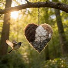 Handmade Alpaca Fiber Bird Nesting Heart  Refillable Birdhouse Decor For Humming