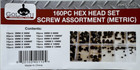 Goliath Industrial 160pc Metric Hex Head Screw Set Assortment  hhss160