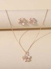 Flower Charm Necklace   Earrings Jewelry Set Jewelry Gift For Women
