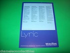 Lyric By Wurlitzer 1979 Original Jukebox Phonograph Flyer Vintage Promo Artwork