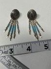 Vintage Navajo Turquoise Sterling Silver Heishi Earrings 