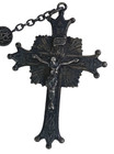 Antique Sterling Silver Rosary Beads Crucifix New Orleans Filigree Glass 24 
