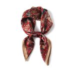 100  Mulberry Silk 27  Square Scarf Women Neckerchief Wrap Vintage Red Flower