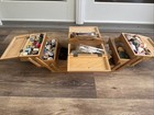 Vtg Wooden Accordion Fold Out Sewing Box Made In Romania W  Contents 16x10x7 5   