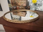 Vintage Style Vanity Mirror   Tray Dark Gold Braided Edges