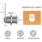 4x 25 30mm Cam Lock Door Barrel Drawer Cabinet Mail Box Locker Cupboard 8 Keys