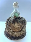 Vintage Half Lady Porcelain Pin Cushion 7  Green Lace Dress