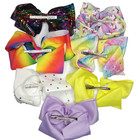 Jojo Siwa Girls Large Hair Bows Lot 7 Rainbow Unicorn Rhinestone Purple Yellow