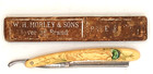 W h morley sons Clover Brand Straight Razor-art Nouveau Nude On Celluloid Handle