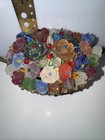 Rare 1920   s Czech Art Nouveau Glass Beaded With Flowers Bridal Basket Lamp