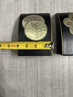 Vintage Antique Faux Leather Book Ends Bookends Coin Globe  Set Heavy