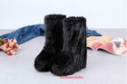 Real Mink Fur Women Mid-calf Boots Multi-color Warm Pull On Snow Winter Shoes