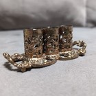 Vintage Hollywood Regency Triple Lipstick Holder Stylebuilt Gold Tone 4 25 