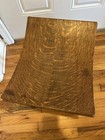 Antique Wood Stool With Curved Seat Art Deco Accents 