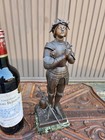 Antique Zamac Bronze Patina  Sculpture Statue Saint Joan Of Arc Jeanne Knight