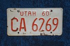 1960 Utah License Plate