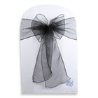 50 Pcs Organza Chair Cover Bow Sash 108 x8  - Black - Wedding Party Banquet Sn