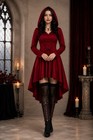 Burgundy Medieval Cloak 5 Piece Historical Dress Set Masquerade Halloween Women