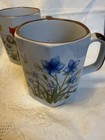 Vintage Stoneware Coffee Cup mug-iris floral 6 Sided Made In Korea Euc