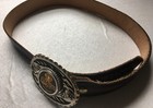 Vtg American Lafrance Tooled Leather Belt America s Firefighters Enamel Buckle