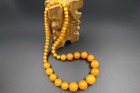 Baltic Amber Necklace Gift Round Beads Amber Yellow Mat Butter Milky  Texture