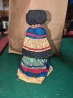 Vintage Native American Seminole Indian Woman Doll Palmetto Fiber Patchwork 8in