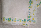 Vintage Curity Baby Blanket Satin Trim Yellow Thermal Lion Bunny Rabbit Print