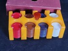 Vtg Marbled Butterscotch Catalin bakelite Poker Chip Caddy W  Chips And Box  r1 