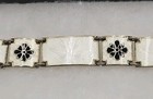 Volmer Bahner Denmark Guilloche Vintage Sterling Silver White Enamel Bracelet