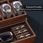 New Wooden Watch Box 6 Slots Glass Lid 2-layer Jewelry Organizer Walnut Gift Box