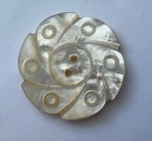 Large Antique Carved Creamy White Shell Button 1-7 16  a11