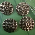 Set Of 4 Chanel Buttons Round Textured  Gold Tone 22mm