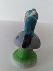Playful Whimsical Elf Pixie Fairy Figurine On Mushroom Bisque Ceramic 4  Tall