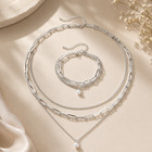 Women s S steel Delicate Pearl Pendant Multi Layer Chain Necklace Jewelry Set