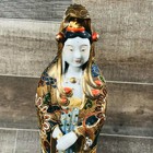 Vtg Japanese Kutani Porcelain Kannon Statue Moriage   Gold 12  Enamel Figurine