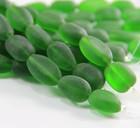 Oval Nugget Pendant Beads  Shamrock Green W frosted Matte Finish 6 Pieces