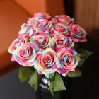 Artificial Rainbow Flowers  12pcs Rainbow Roses Bouquet Fake Roses Real Touch   