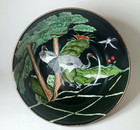 Vintage Chinese Qing Famille Noire Porcelain Cranes In Landscape Bowl  10 