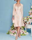 Light Pink Women s Mother Of The Groom Dresses With Jacket Tea Length Lace