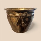 Vintage Solid Brass Hammered Planter Rope   Tassel Decor 5    T   7   w India