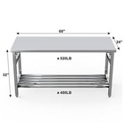 Stainless Steel Work Table 24 x60  Folding Commercial Prep Table With Undershelf
