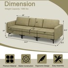 Modular 3-seat Sofa Couch W sloped Backrest  widened Armrest  cushions Green