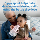 Narrow Baby Sippy Bottle 100  Silicone Spout 8oz 250ml Light Pink Ecru 2 Pack