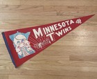 Vtg 60s Felt Pennant Minnesota Twins Baseball Minnie Paul Pitcher Glove Red