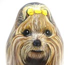 Adorable Hand Painted Silky Terrier Dog Folk Art On Gourd 9 5 