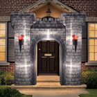 Preboun 8ft Halloween Inflatable Medieval Castle Archway With Light Gray