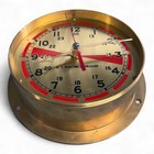 Vintage Us Maritime Commission Brass Quartz Clock In Wood Case 9 